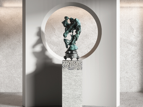  新中式抽象雕塑3d模型 