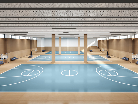  室内篮球场 球馆3d模型 