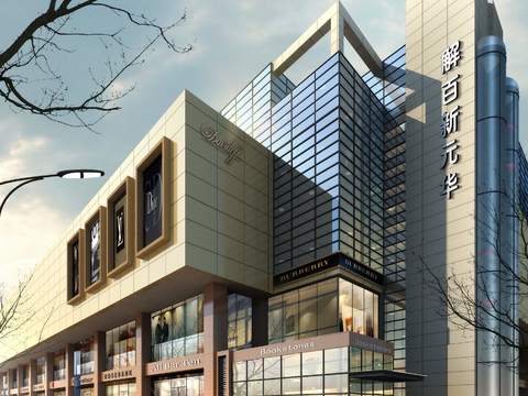  现代沿街商业街psd 