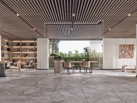  现代架空层休息空间3d模型 