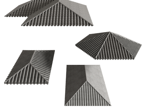  新中式瓦片屋檐构件3d模型 