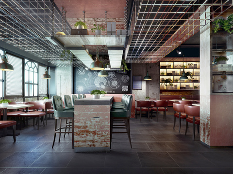  工业风酒吧3D模型 