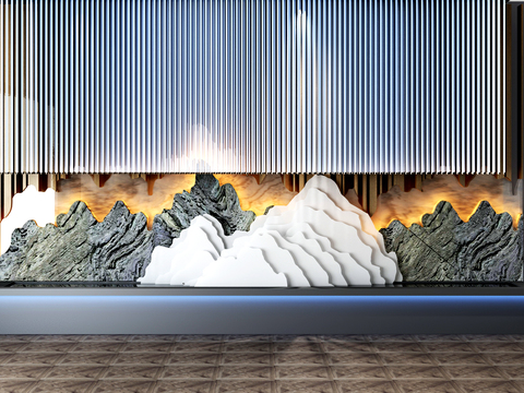  现代假山景观小品3d模型 