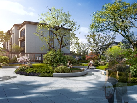  现代公园园林休息区psd 