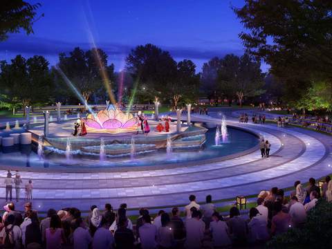  现代广场夜景psd 