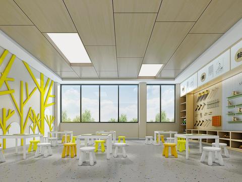  现代木工教室3d模型 