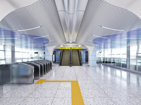  现代地铁站站厅3d模型 