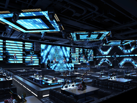  工业风科幻酒吧清吧3d模型 