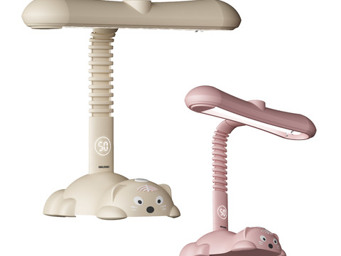  儿童护眼学习灯3d模型下载 卡通动物台灯 柔光塑料金属灯座 