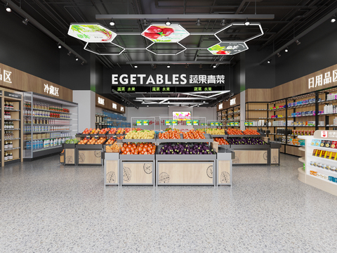  生鲜水果店 蔬菜超市3d模型 