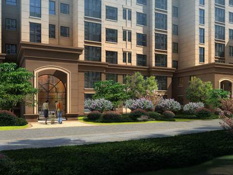  现代住宅楼门头psd 