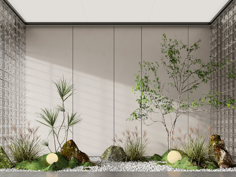  现代室内枯山水景观小品3d模型 