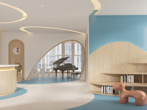  现代儿童成长培训中心游乐区3d模型 