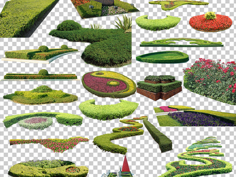  现代花草绿植灌木丛psd 
