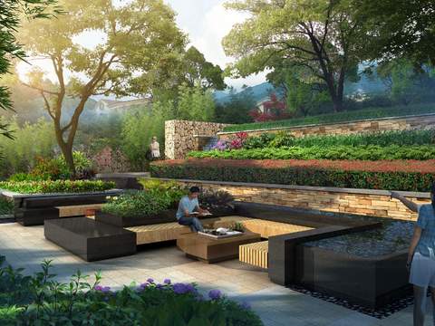  现代公园休闲区psd 