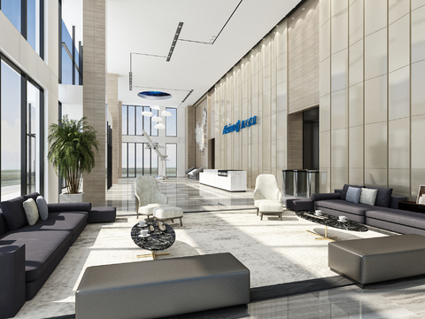  公司商务大堂3d模型 