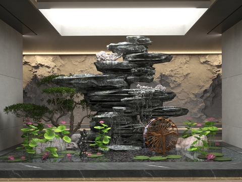  水景假山 景观小品3d模型 