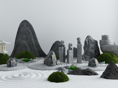  现代岩石园艺小品3d模型 