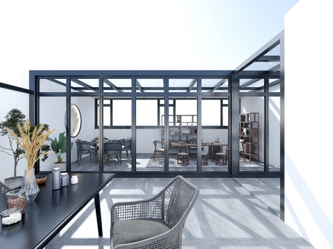  现代露台 阳光房3d模型 