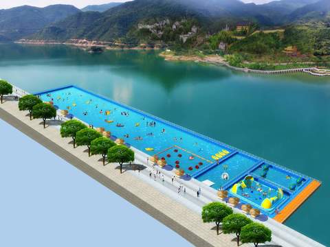  现代海上游泳池鸟瞰psd 