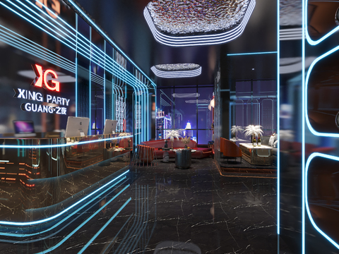  现代KTV前台接待3d模型 
