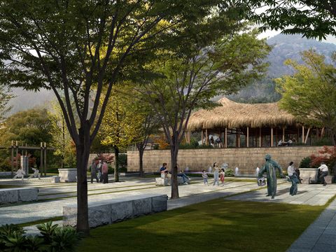  现代公园园林景观psd 