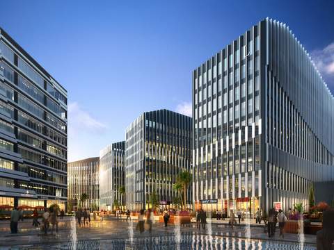  现代商业街建筑外观psd 