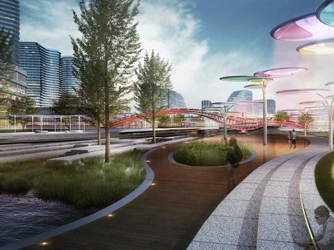  现代广场公园景观PSD 