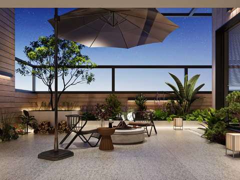  露台花园 阳台3d模型 