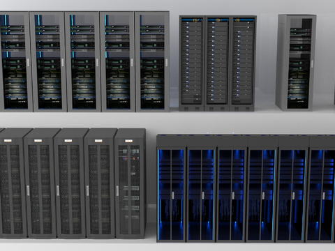  现代机房服务器 工业设备3d模型 