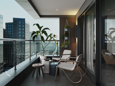  休闲阳台 露台3d模型 