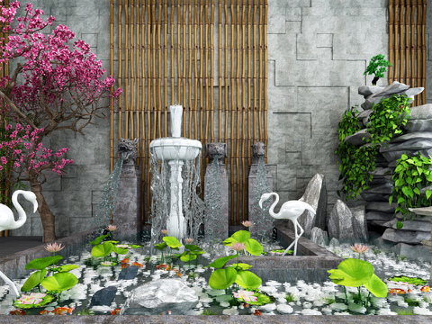  新中式园林景观小品3d模型 