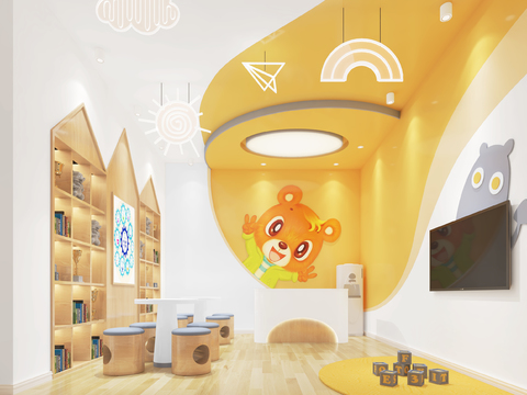  现代幼儿园前台休息区3d模型 