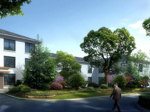  新中式住宅楼建筑外观psd 