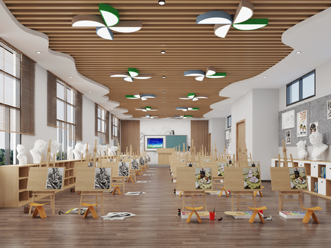  画室 美术教室 培训机构3d模型 
