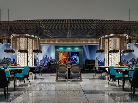  后现代音乐餐吧3d模型 