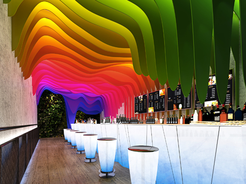  现代酒吧吧台散台座3d模型 