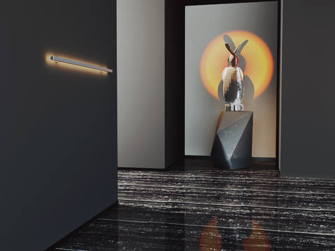  现代艺术兔子雕塑3d模型 