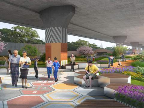  口袋公园 桥底公园psd 