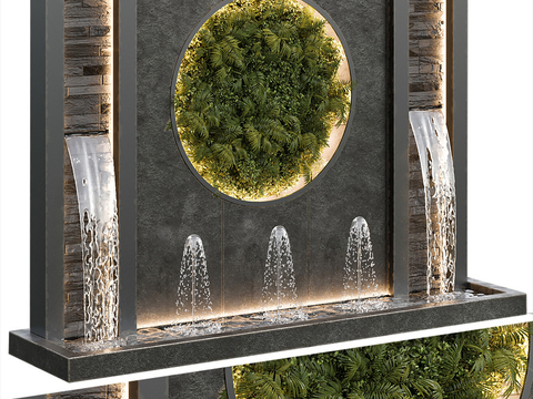  喷泉小品 水池水幕3d模型 