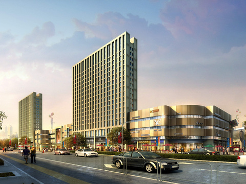  现代沿街商业办公楼psd 