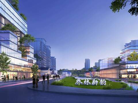  园林景观夜景psd 