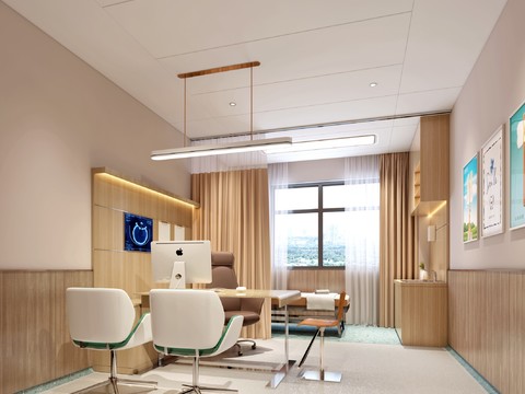  现代医院诊断室3d模型 