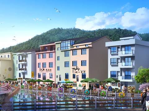  河滨小吃街 商业街psd 