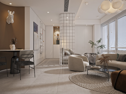  现代公寓客餐厅3d模型 