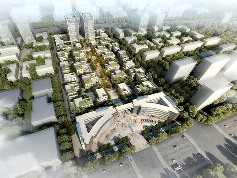  现代城市建筑鸟瞰psd 