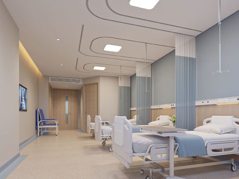  现代医院病房3d模型 