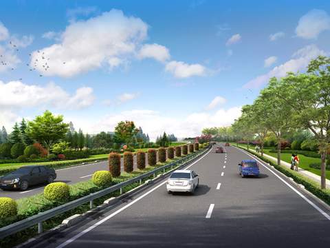  公路道路景观psd 