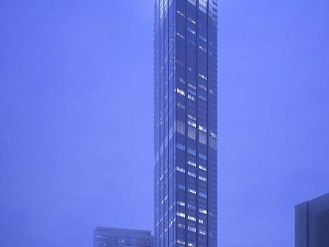  现代高层办公楼建筑外观夜景psd 