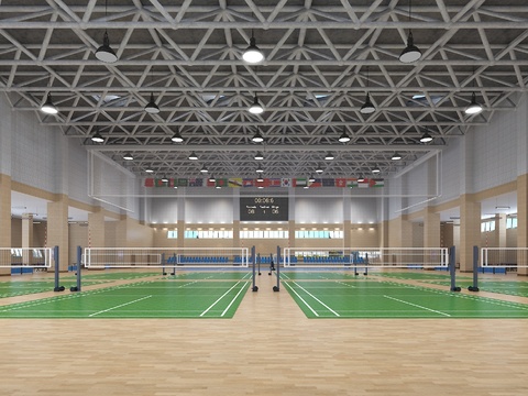  现代室内羽毛球馆3d模型 